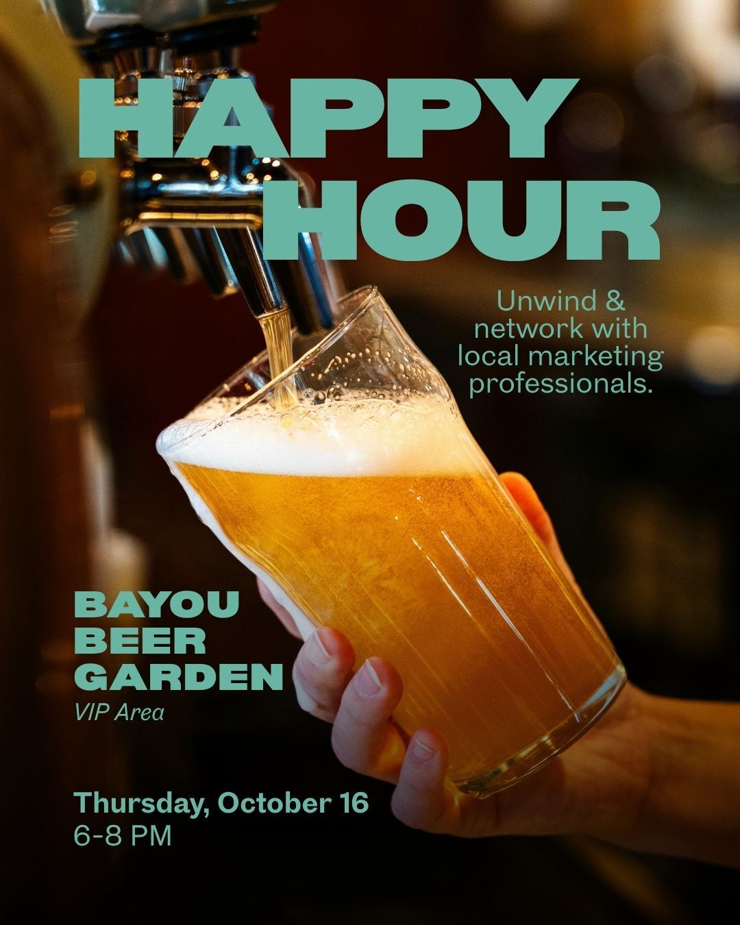Bayou Beer Garden Happy Hour Banner